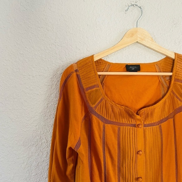 Anthropologie Deletta Screened Striped Silk Blend Blouse - Picture 8 of 11